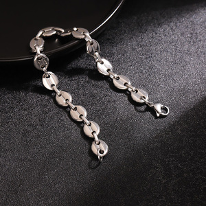 Bracelet gourmette en acier titane pour hommes et femmes, chaîne en acier inoxydable style « nez de cochon », résistant au ternissement, luxe, vente en gros - Product Image 1
