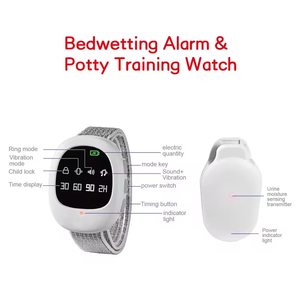 Montre d'alarme sans fil étanche IP65 rechargeable avec sirène intégrée 2,4 GHz FHSS, capteur d'urine pour bébé, enfant et adulte - Product Image 3
