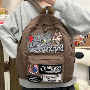 Sac à dos en coton unisexe Design moderne Sac à dos de voyage décontracté de grande capacité avec dinosaure <span class=keywords><strong>Petit</strong></span> monstre tendance et populaire - Product Image 4