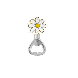 Golden Daisy Bottle Opener Flower Shape Silver Color Valentine'S Day Gift Indoor Use Without Battery - Product Image 1