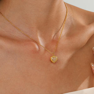 Kalung <span class=keywords><strong>Opal</strong></span> Hati Indah baja tahan karat trendi desain sederhana kalung perhiasan berkelas - Product Image 4