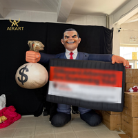 Homme d'affaires gonflable personnalisé avec sac à monnaie, ballon géant gonflable représentant un capitaliste pour activité publicitaire