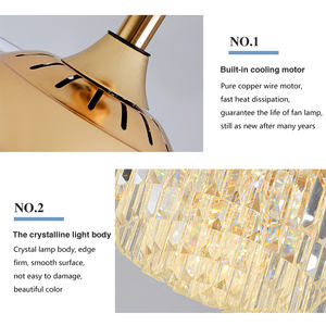 Gran oferta, ventilador de techo, luz led, lámpara de ventilador de estilo, luces colgantes de cristal, decoraciones, ventilador para el hogar de Hotel, candelabros de cristal - Product Image 3