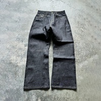 Jeans personnalisés de créateur, coupe droite extensible, denim épais 15oz, coupe bootcut, jambe large, denim brut japonais selvedge, style baggy