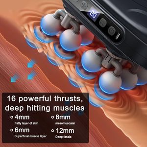 6 <b>Heads</b> Fascia Gun for Body Exercise <b>Massage</b> with 99 Modes 1200-3200rpm Speed & 1800mAh Battery for Muscle Relaxation - Product Image 3
