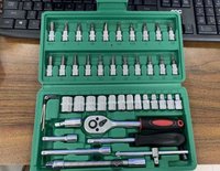 Ensemble d'outils automobiles, boîte d'outils, clé à chocs, outil à main, douille automatique de 1/4 pouces, 46 pièces