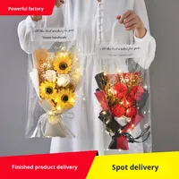 Hadiah Hari Valentine Kreatif Bunga Abadi Baby's Breath Bunga Kering Bunga Sabun Buket Mawar 5 Bunga Cina untuk Pacar