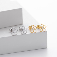 Feiner Schmuck mit Hohldesign-Blumenmotiv und Kubischem Zirkonia, 18K Gold S925 Sterling Silber Ohrringe für Damen, Alltag & Party, Hochzeitsmode