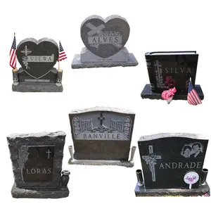 Tombstone Black Granite Chinese Black Granite Cemetery Headstones Tombstone Wholesale Monument