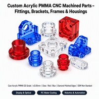 Pièces usinées CNC en PMMA acrylique sur mesure, surface polie pour usage industriel, coloris rouge et bleu, affichage OEM