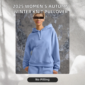 Sudadera con capucha de punto antipilling para mujer, nueva colección otoño-invierno 2025, estilo holgado con contraste de color y letras europeas y americanas. - Product Image 2