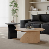 Table basse ronde contemporaine en bois noir pour hôtel et salon