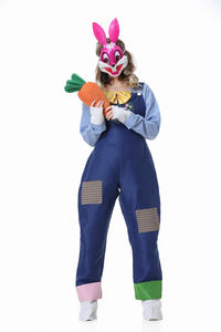 खरगोश के माता-पिता बाल प्रदर्शन वेशभूषा किंडरगार्टन छोटे सफेद खरगोश प्रदर्शन कपड़े कार्टून पशु वेशभूषा - Product Image 4