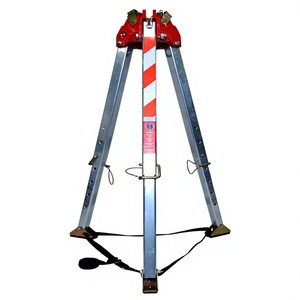 Trépied manuel en acier inoxydable jaune avec barre rayée, pieds réglables, câble en acier, hauteur de levage 20m - Product Image 1
