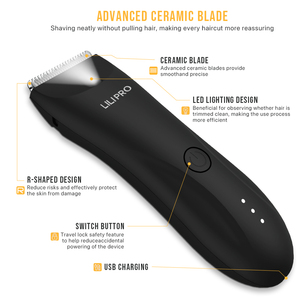 LILIPRO B9 Rasoio Elettrico <span class=keywords><strong>per</strong></span> Peli del <span class=keywords><strong>Corpo</strong></span> <span class=keywords><strong>e</strong></span> Inguine con Lama in Ceramica Sostituibile Impermeabile <span class=keywords><strong>per</strong></span> Uomo - Product Image 5