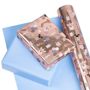 Custom Eco-Friendly Metallized Gift <b>Wrapping</b> <b>Paper</b> Roll Single Sided Coated Recyclable Cartoon Animals Party Elements for Craft - Product Image 5