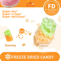 Vente en gros Collations de bonbons halal lyophilisées Échantillon gratuit Sacs en vrac à saveur fruitée Bonbons colorés Sucre