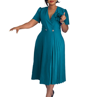 Robes d'été pour femmes, robes maxi plissées à fleurs 3D, col en V, manches courtes, robes décontractées élégantes, robes africaines pour femmes