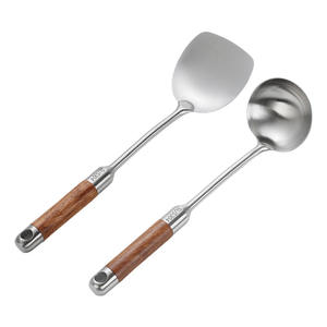 Stainless Steel Spatula Set 304 Rosewood <b>Handle</b> Oven Safe Cooking Utensils 2 Piece Set - Product Image 1