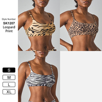 SK1207 Soutien-gorge sexy à imprimé animalier en nylon doux, extensible à moyenne élasticité, sans armatures, sans rembourrage, à fines bretelles, coupe courte, pour les rendez-vous et le quotidien