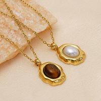Nouveautés Bijoux Tendance 2026 : Collier Délicat en Pierre Naturelle Rose et Verte avec Pendentif Géométrique Irrégulier Sophistiqué TGXL15343