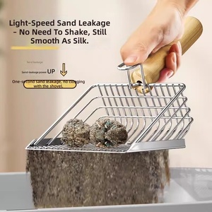 Grande pelle à <span class=keywords><strong>litière</strong></span> pour chat 2-en-1 en acier inoxydable <span class=keywords><strong>avec</strong></span> <span class=keywords><strong>tamis</strong></span> fin, adaptée au sable pour chat au tofu et au sable minéral, fournitures de nettoyage pour animaux de compagnie - Product Image 2
