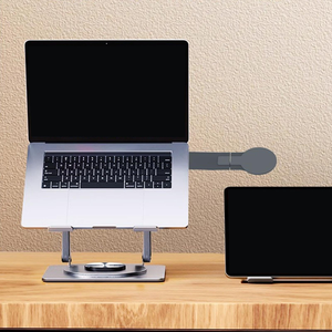 Wholesale Ergonomic 360 <b>Rotation</b> Notebook Holder Riser Adjustable Metal Laptop Stand with Mobile Phone Holder for <b>Desk</b> - Product Image 3