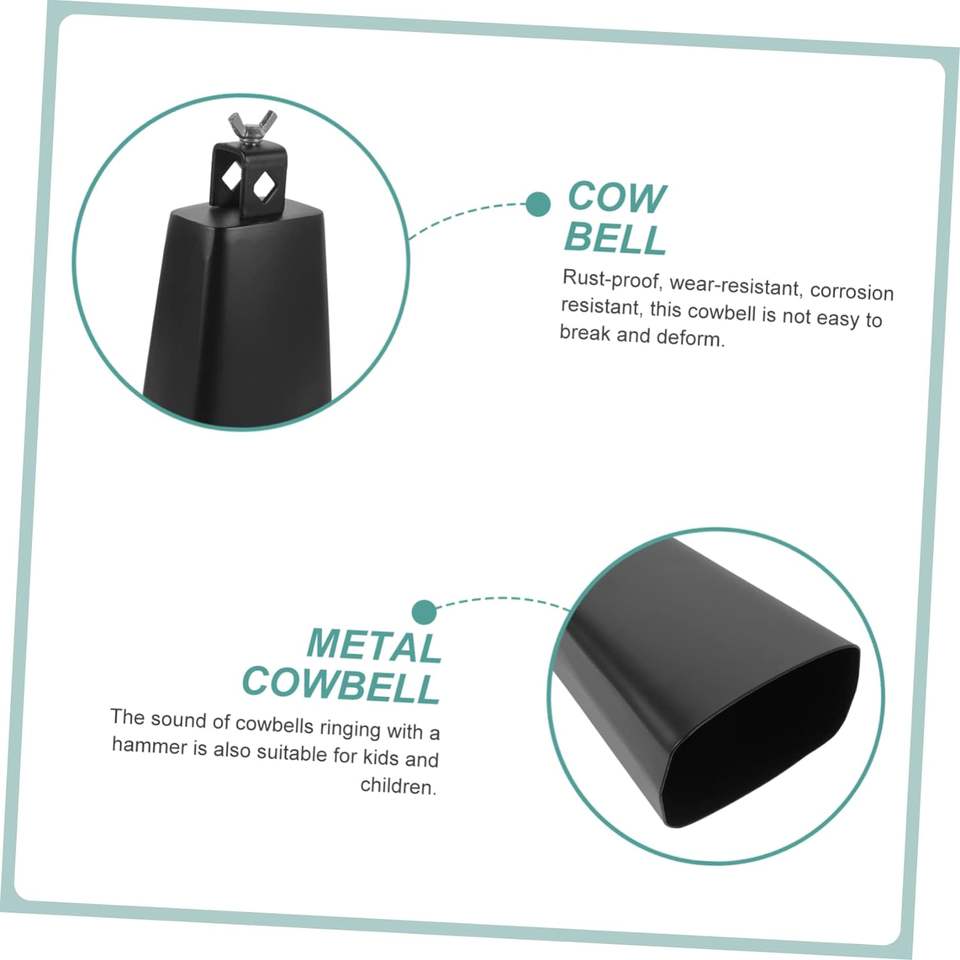Jelo Instrument JELO OF0025 7 Inch Iron Metal Cowbell Mallet Handheld Cowbells Drum ...