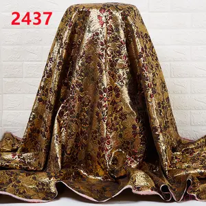 3024古典风格尼日利亚镀金提花蕾丝面料2022高品质非洲锦缎蕾丝面料晚礼服