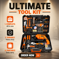 Ensemble d'outils ménagers multifonctionnels 48 pièces avec perceuse à percussion électrique, boîte à outils manuels pour la réparation et l'entretien domestique