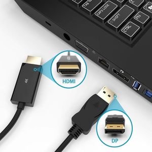 Câble DisplayPort DP plaqué or pour HDTV, mâle, 6 pieds (1,8 m), gaine PVC multimédia, résolution 1080p pour HDTV, ordinateur, DVD - Product Image 4
