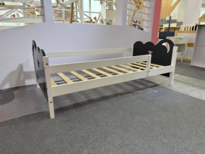 เตียงเดี่ยวไม้สนสีขาว+เทา ดีไซน์ทันสมัย แข็งแรงทนทาน เหมาะสำหรับห้องนอนและอพาร์ตเมนต์ ขนาด 80*160 ซม. - Product Image 2