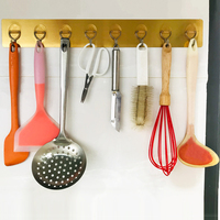 Bailiwang 6 in 1 Gantungan Dinding Stainless Steel Perekat Kuat untuk Kamar Mandi dan Dapur Desain Cetak Tempel