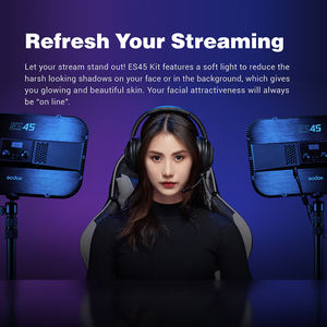 Godox <span class=keywords><strong>ES45</strong></span> E-Sports Kit de luces LED 2800K-6500K Varilla de montaje con aplicación y control remoto para Youtube Game Live Photography Studio - Product Image 4