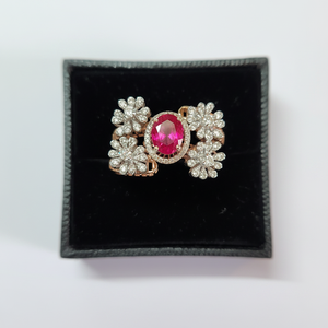 Anillo de Cóctel para Mujer de Diseño Italiano con Diamante Cultivado en Laboratorio y Rubí, Oro Rosa, Estilo Étnico, Certificado IGI, Precios al por Mayor - Product Image 2