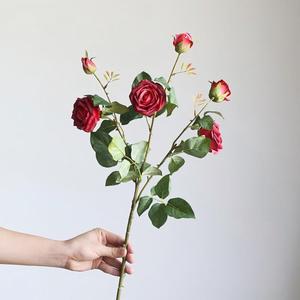 <span class=keywords><strong>Rose</strong></span> artificielle de <span class=keywords><strong>jardin</strong></span> style vintage français, 66 cm, 3 têtes, 3 boutons, effet peinture à l'huile, toucher réel, pour bouquet de mariée, vente en gros - Product Image 4