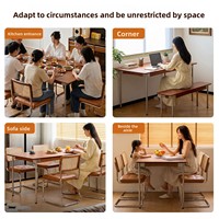 Table de salle à manger en bois massif pour la maison, style Bauhaus, moderne du milieu du siècle, minimaliste, rectangulaire, taille compacte, nouveau style