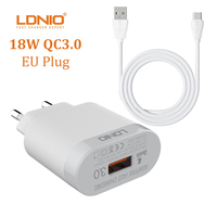 LDNIO A303Q 18W Accessoires de téléphone Chargeur portable Chargeur rapide de téléphone portable personnalisé pour le chargement d'iPhone et Android