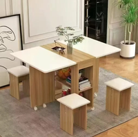 Table à manger pliante moderne en bois massif, mobile, extensible, rectangulaire, simple, petite table multifonctionnelle pour appartement
