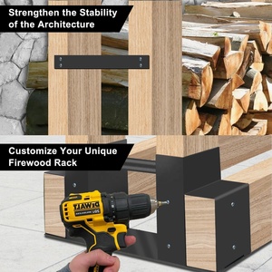 Kit de support de stockage de bûches de <span class=keywords><strong>bois</strong></span> de chauffage extérieur réglable à n'importe quelle longueur - Product Image 4