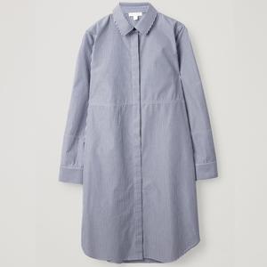 Camicie Casual da donna OEM, <span class=keywords><strong>colletto</strong></span> a punta e abbottonatura al centro, abiti a righe con orlo curvo - Product Image 1