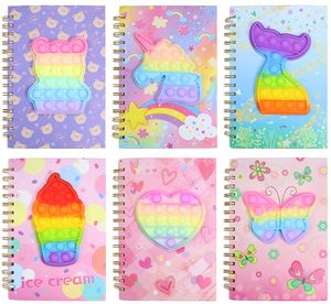 Soododo สมุดซิลิโคน A5สำหรับนักเรียนแบบมีฟองพิมพ์ลาย<span class=keywords><strong>การ์ตูน</strong></span>สมุดบีบอัด A6โลหะสีรุ้งสำหรับใช้ในโรงเรียน - Product Image 4