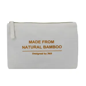 Eco-friendly RPET Biodegradable Degradable Bamboo Fiber Cosmetic Makeup Bag Natural Bamboo Makeup Toiletry Zipper Gift Pouch