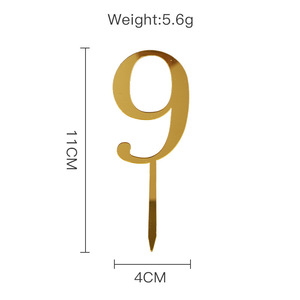 ท็อปเปอร์เค้กอะคริลิค รูปน้ำผึ้งและน้ำหวาน สีทอง ขนาด 11 ซม. หมายเลข 6 สำหรับตกแต่งเค้กในงานวันเกิด - Product Image 4