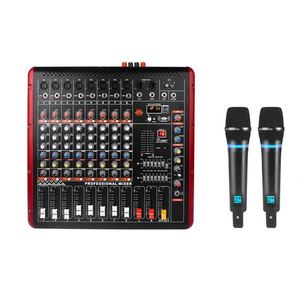 เครื่องขยายเสียง AOSHEN ระดับมืออาชีพ 2x350W 8 12 ช่องสัญญาณ 16 DSP มิกเซอร์ USB ไมโครโฟนไร้สายคู่ วัสดุโลหะ - Product Image 2