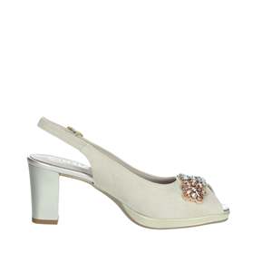 Sandalias de Tacón Cinzia Soft Donna Beige Talla 36 con Detalle de Pedrería - Product Image 3