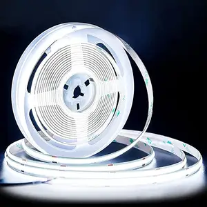 Pabrik langsung pita 24V 384LED 9W 8mm PCB 6000K 6500K keren putih dingin Murni putih Dimmable pita COB Strip cahaya linier