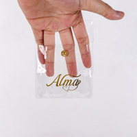 Pochette en plastique transparente avec logo personnalisé en feuille d'or, fermeture à bouton-pression, pour bijoux (boucles d'oreilles, bagues) – Emballage personnalisé