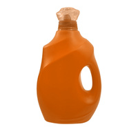 Conteneur carré en plastique HDPE mat de 2L-3L avec poignée, couleur personnalisée, bouchon à vis pour l'emballage de détergents et de jus