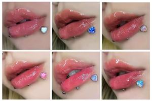 316L Paslanmaz Çelik <span class=keywords><strong>Aurora</strong></span> Kristal Kedi Gözü Taşlı Düğün Nişan Vücut Piercing Dudak Halkası Dil Halkası Küpe - Product Image 2